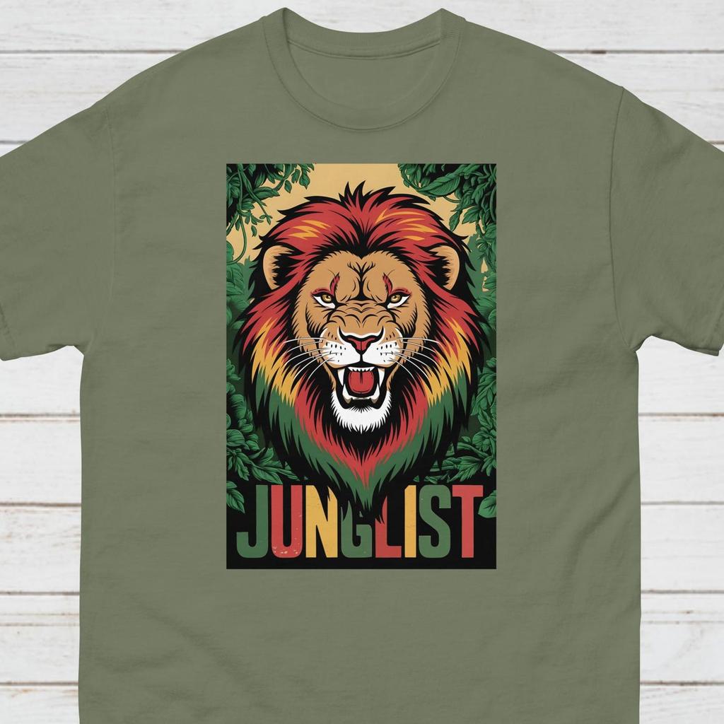 Графическая футболка Junglist Lion – Регги Раста Drum & Bass