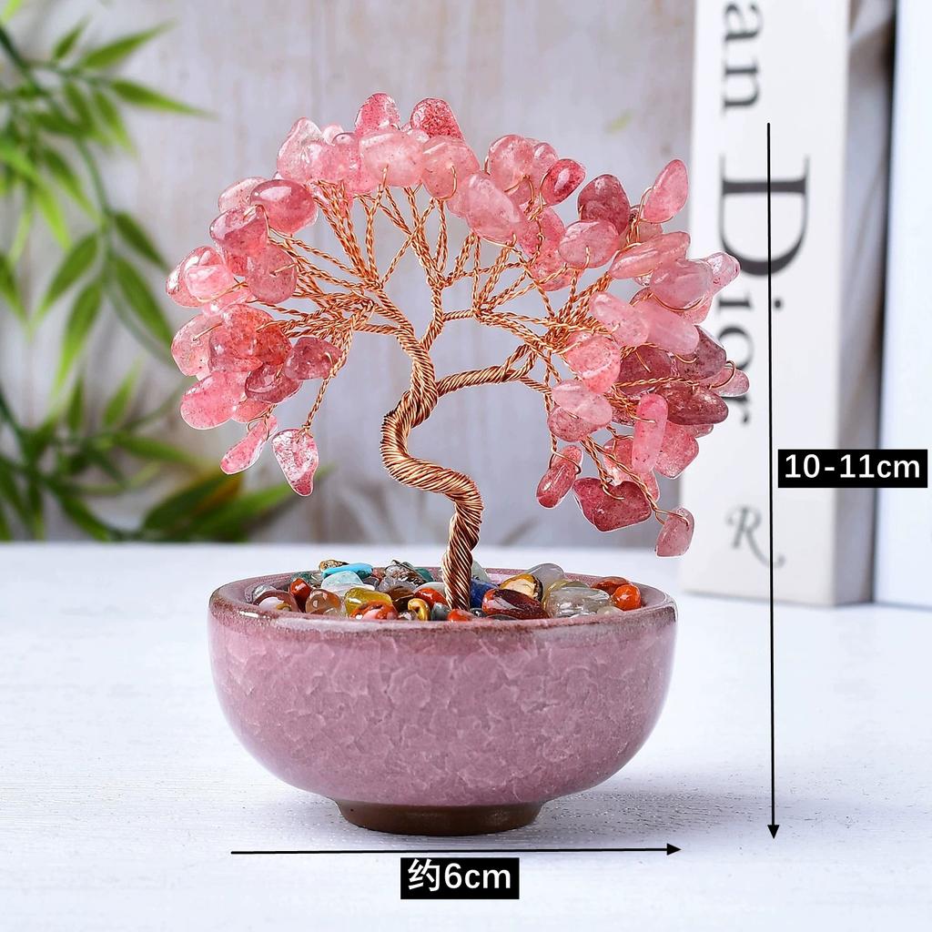 Natural crystal shake money fortune tree fish tank ornament office ornament lucky small ornament creative transshipment gift