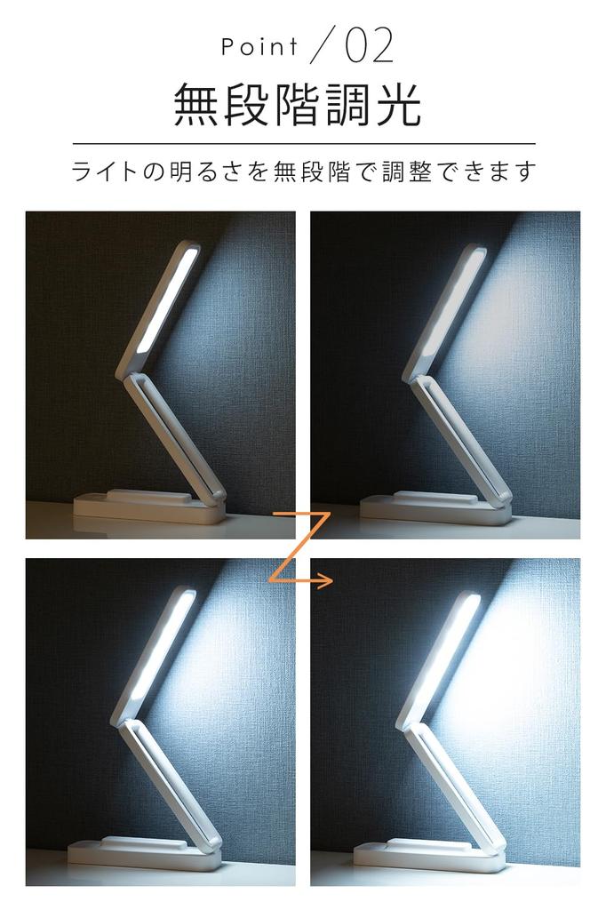 [Designed by an Interior Coordinator] SIMPS LED Desk Lamp (Foldable) [3 Color Tones X Continuously Dimmable X Type-C Charging X 20 Hours of Operation]