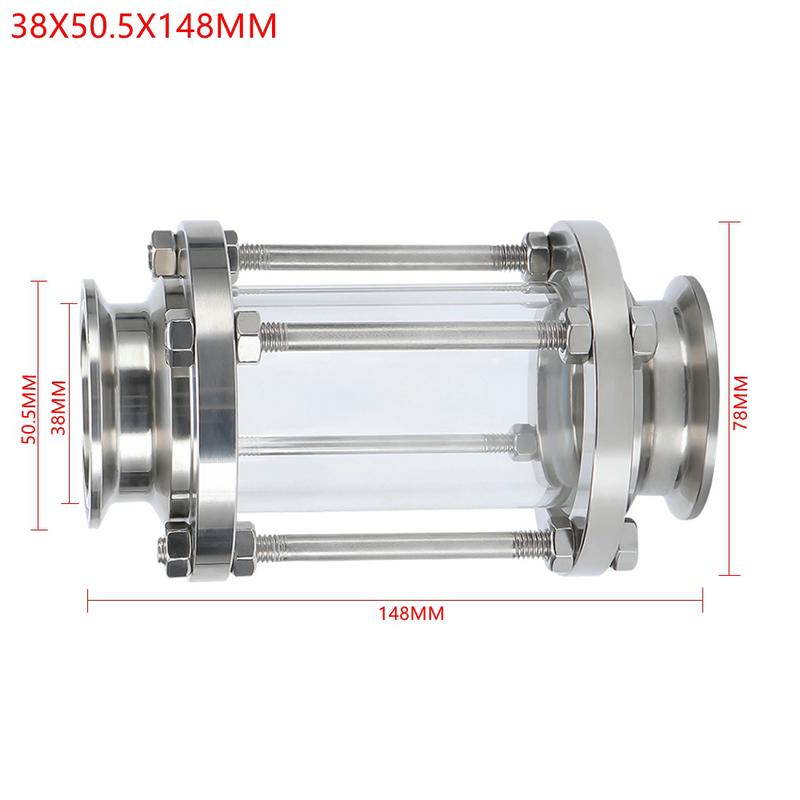 In-Line Sight Glass 304 Stainless Steel With Tri Clamp End Sanitary Flow Sight Glass Flow Pipe OD 19MM-89MM Tri Clamp Type
