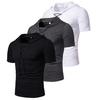 Мужская футболка Pure Color Lace-up Breathable Casual Summer Top для повседневной носки