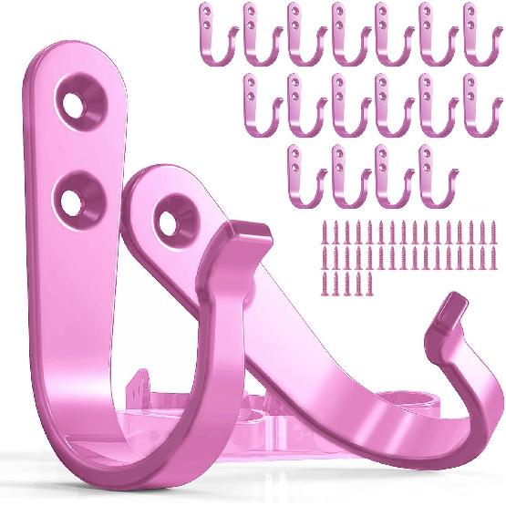 20PCS Heavy Duty Metal Coat Hooks for Wall, Single Prong Hanging Hooks with 40 Screws for Towels, Backpacks, Hats & Dog Leashes