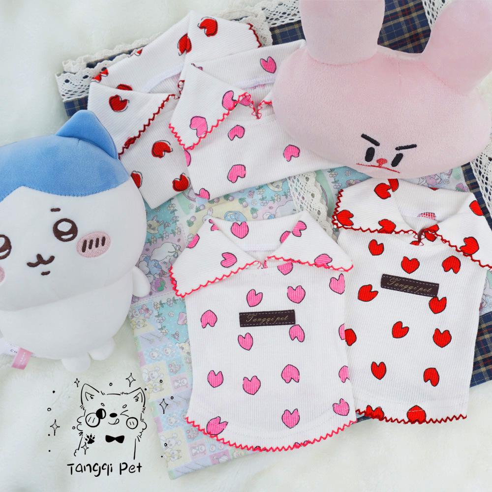 Tangqi Домашняя кошка и собака Мультяшная футболка с отложным воротником в форме сердца, японский и корейский стиль, лайкра хлопок.