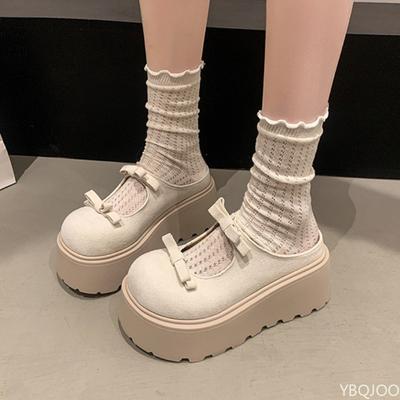 Универсальный бант женские весенне-летние новый стиль толстая подошва увеличение высоты простые удобные повседневные женские туфли