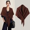 Women Knitted Shawl Wrap Striped Print Cardigan Cape Wool Cashmere Scarf Comfortable Ladies Accessory