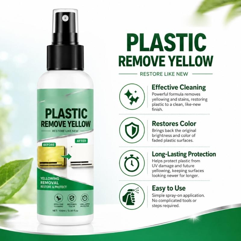 Plastic Trim Cleaner for Yellowed Car Interior Parts and Household Plastic Shells, Wipe-On Formula with Towel Included