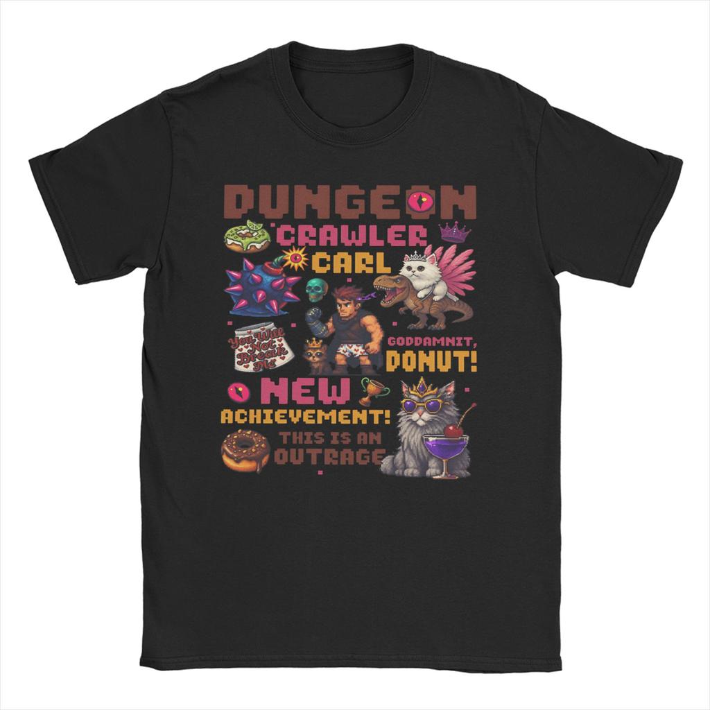 Dungeon Crawler Carl  T Shirt Unisexs   Cotton Funny TShirts Crew Neck  Tees Short Sleeve Clothing Printed