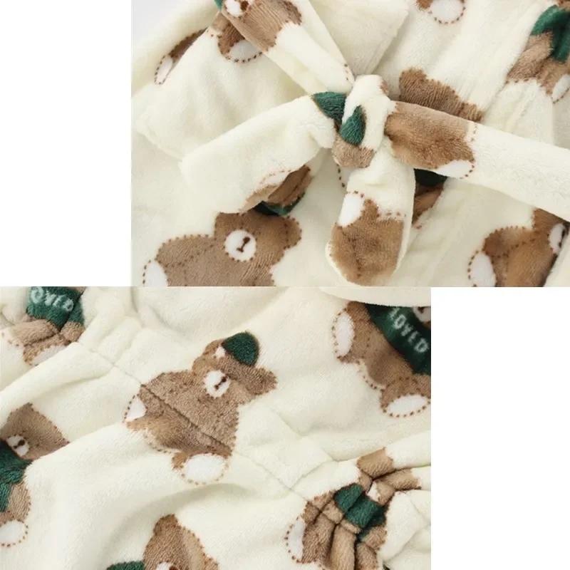 Толстый теплый фланелевый халат с капюшоном для маленьких мальчиков и девочек Ночной халат Пижамы