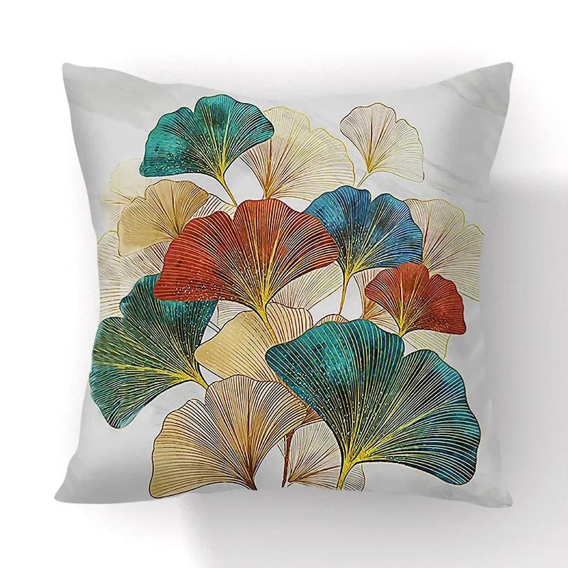Ginkgo Leaves Pillows Case Home Decorative Cushion Cover Golden Polyester Print Pillowcase Car Sofa Pillow Case Home Decor 45*45