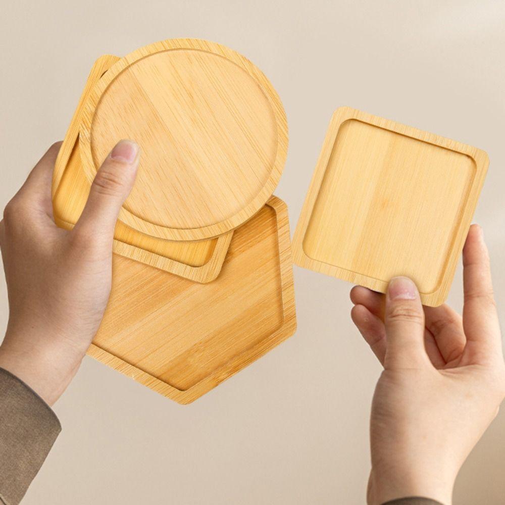 5pcs Natural Bamboo Coasters Creative Tea Cup Mats Crafts Insulated Placemat Dish