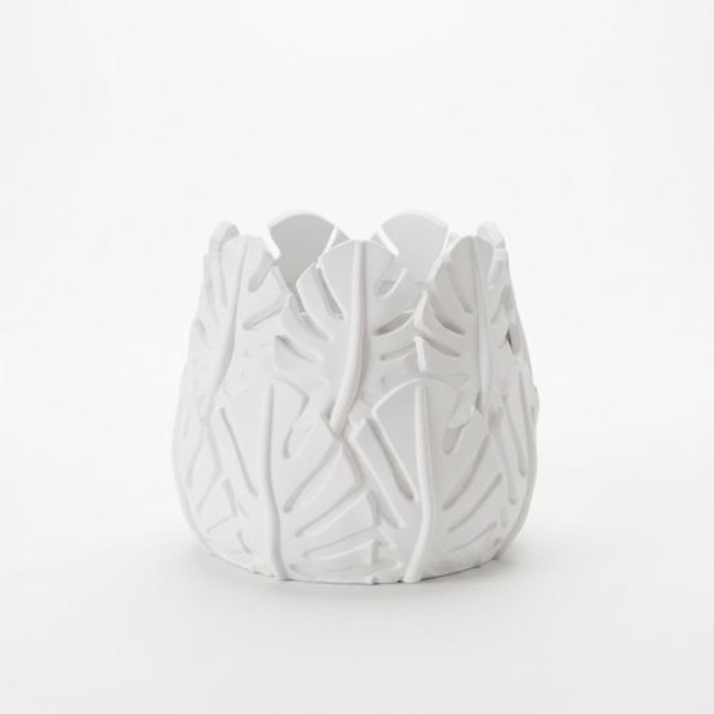 Decorative white leaf-shaped pot for plants