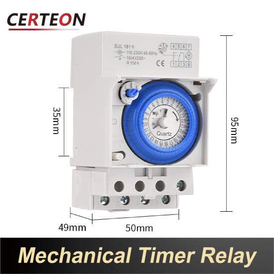SUL181h/d 24h Mechanical Time Switch DIN Rail Timer Relay AC110‑240V Power Reserve For Billboard Lighting Control3