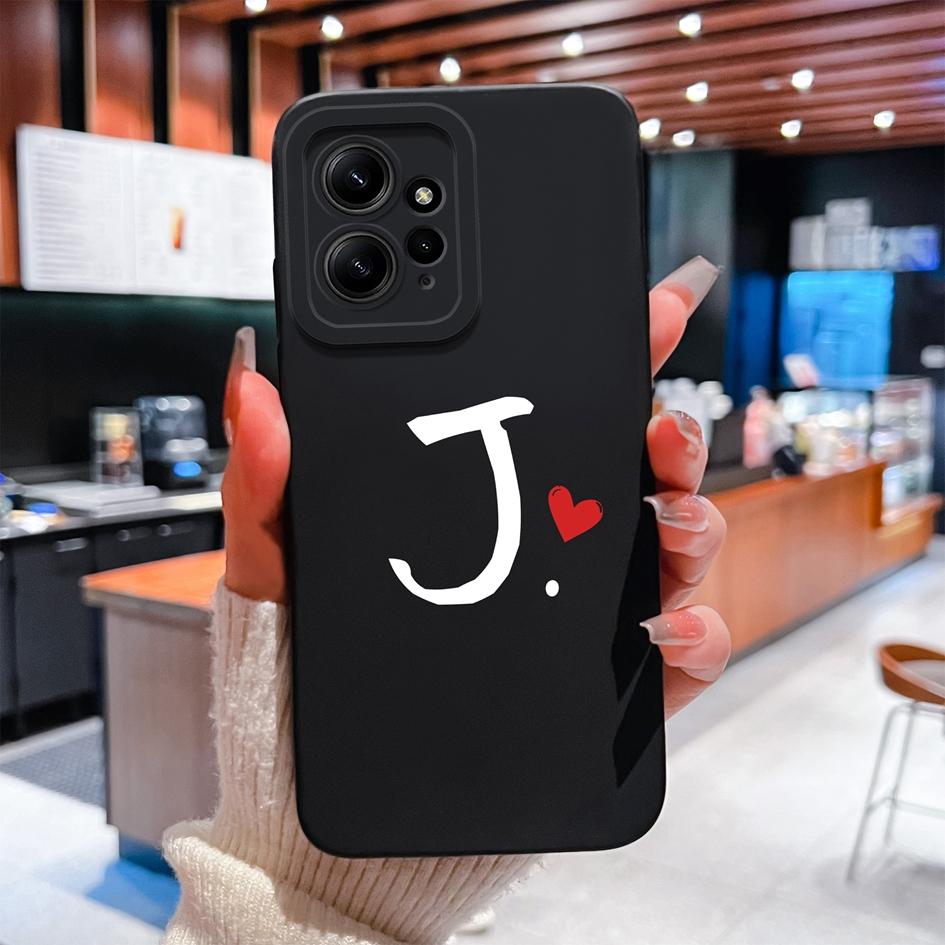 Для Redmi Note 12 12R 12S 13 13R 5 Turbo 3 4 чехол для телефона Lucky 26 Letter мягкий жидкий силиконовый чехол против падений прочный корпус против отпечатков пальцев для Redmi Capa