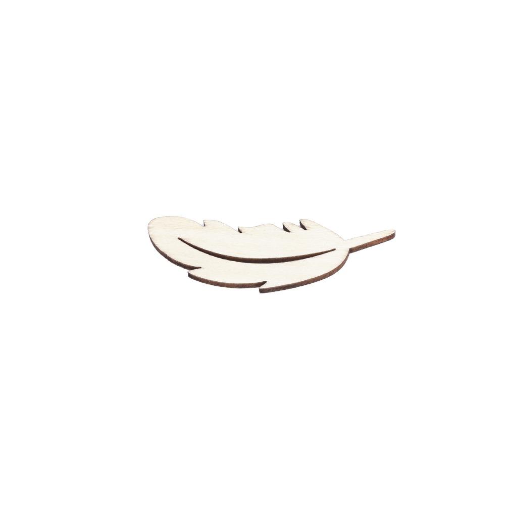 50pcs Feather Embellishments Unfinished Wooden Shapes Wooden Craft Tags For DIY Craft Project