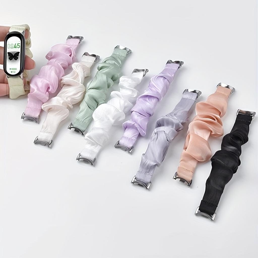5 шт. Стильные летние браслеты-резинки для волос, совместимые с For Xiaomi Smart Band 10/9/8, мягкий дышащий ремешок в стиле business casual с системой быстрого крепления