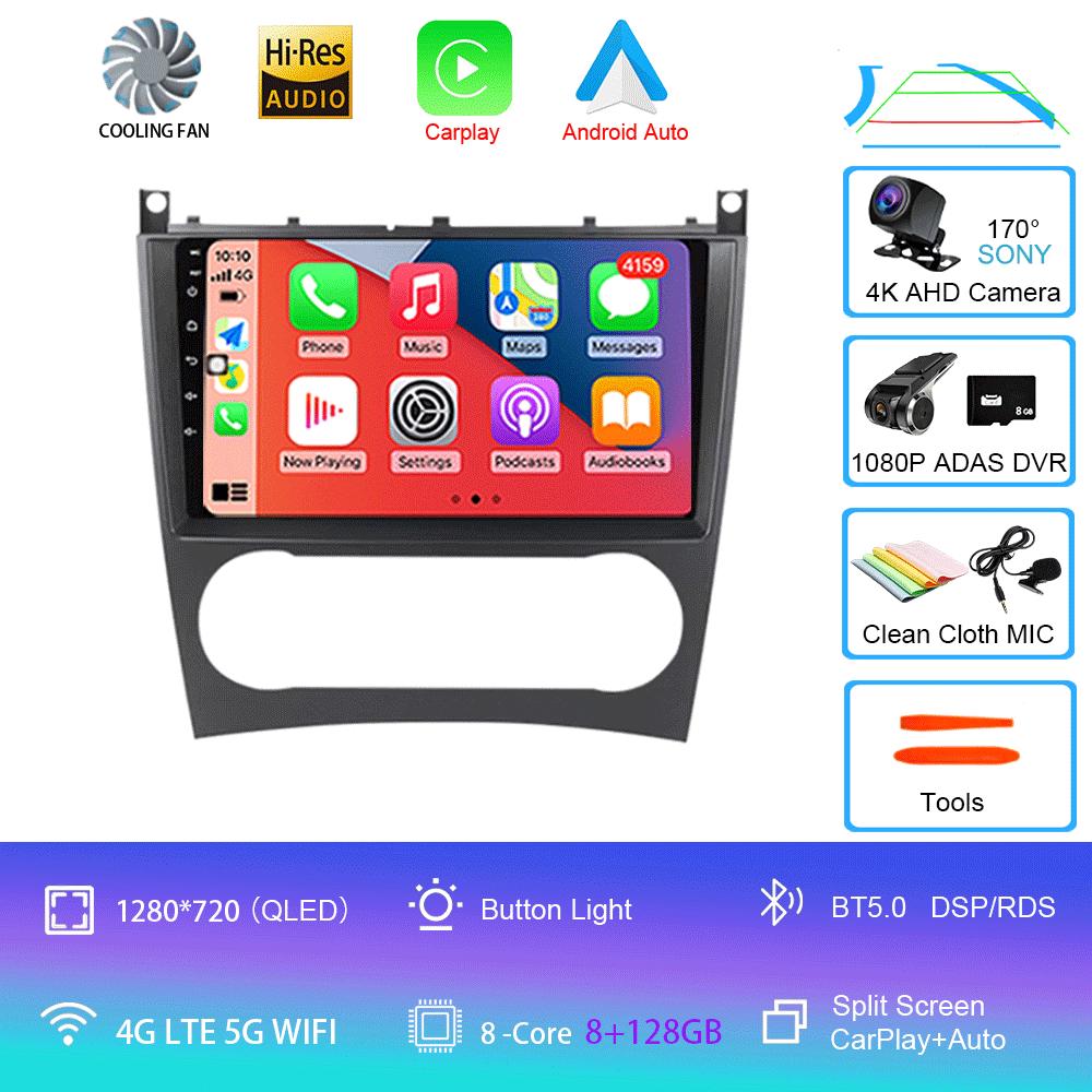 Для Mercedes/Benz/CLK/W203/W209/W219 W169 A160 C180 C200 GPS Навигация Видеоплеер Автомагнитола 8+128ГБ Android 14 Авто Видео
