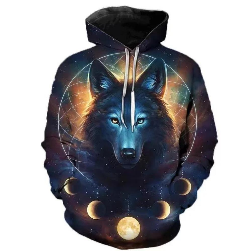 Осенняя Мода Новая Толстовка Мужская Lover Wolf с 3D-рисунком Свободная Осенняя Толстовка Уличный Смешной Бренд