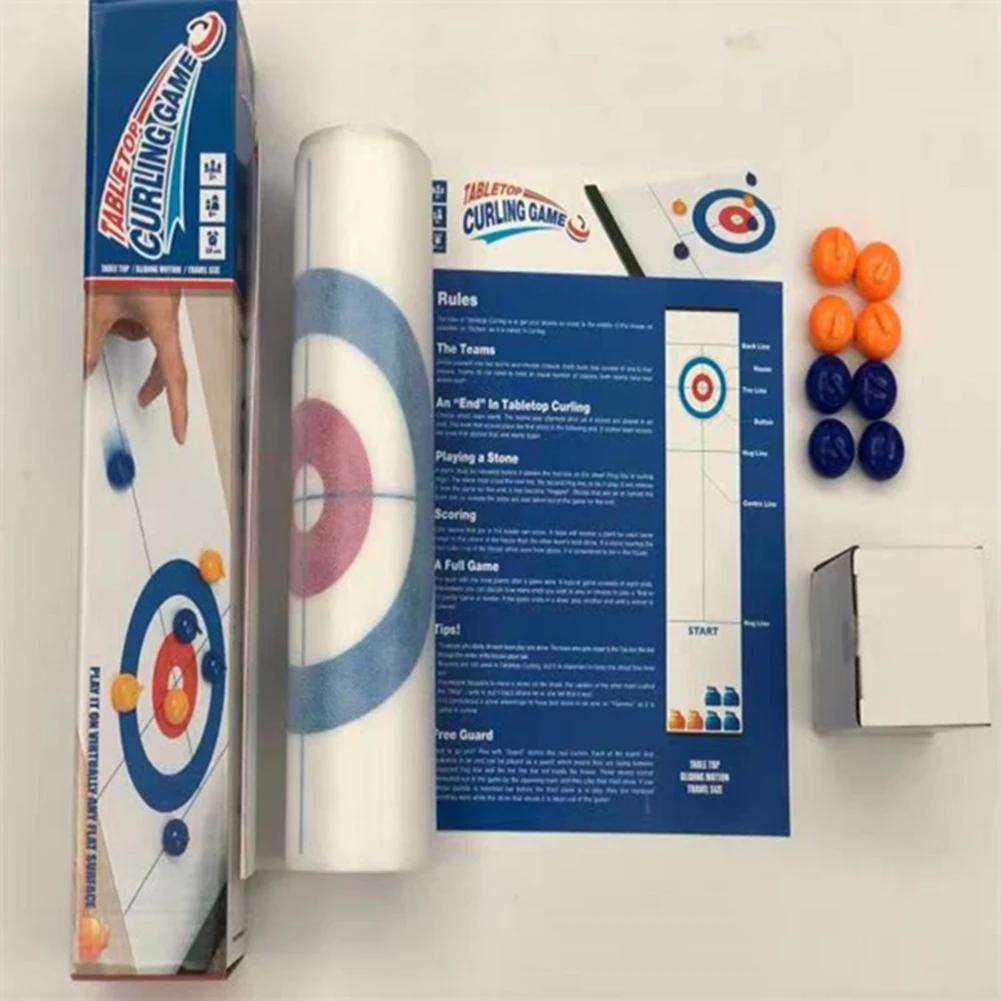 Tabletop Curling Game with 8/16 Tabletop Curling Stones Compact Curling Board Game Sport Party Game Equipment for Kids & Adults