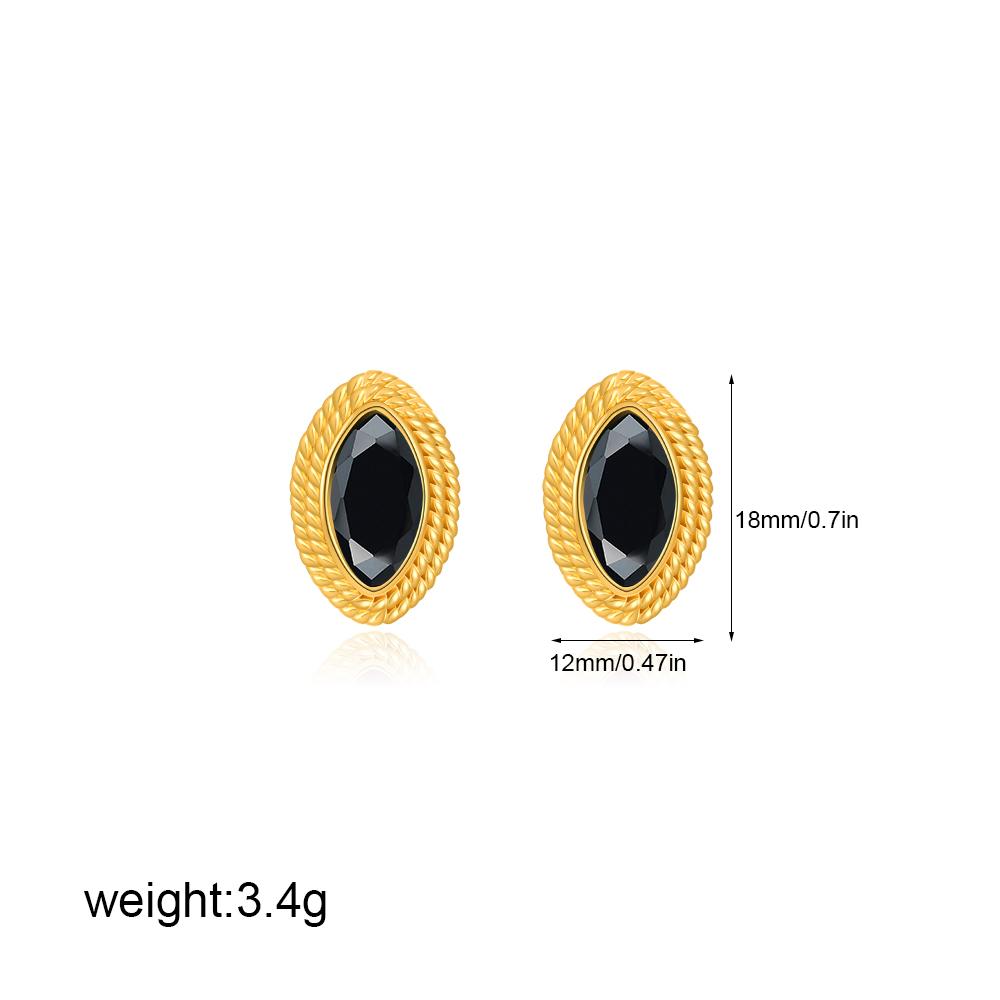 Dainty Olive Shape CZ Zircon Stud Earrigs for Women Shiny Red Geometric Stone Waterproof Woven Texture Gold Plated Studs Jewelry