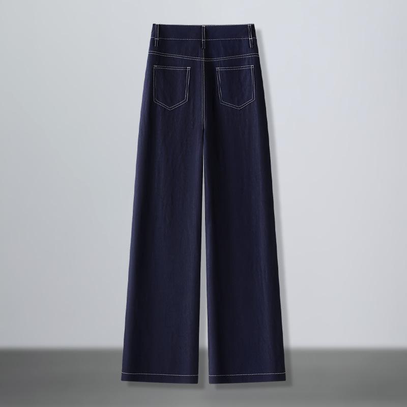 Ice Silk Women's Wide-Leg Jeans: Summer 2025 High-Waist, Loose, Long, Thin, Straight-Leg Casual Pants