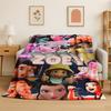 Kpop Rumi Mira Zoey Cartoon Group Flannel Blanket Soft Warm Throw Blanket for Bedroom Living Room Bed Travel Gift
