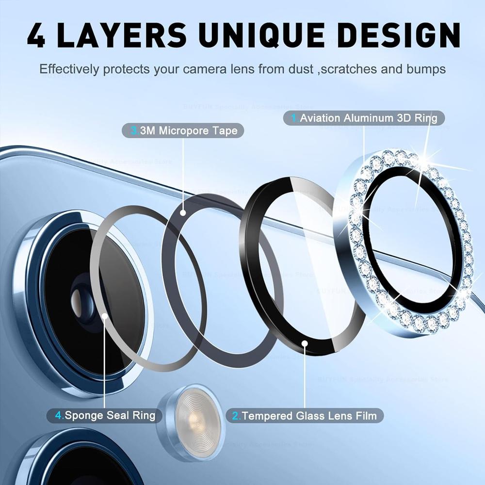 Для Samsung Galaxy A16 4G 5G Diamond Camera Lens Protector Блестящая закаленная стеклянная задняя крышка объектива Алюминиевое металлическое кольцо Galaxy A06
