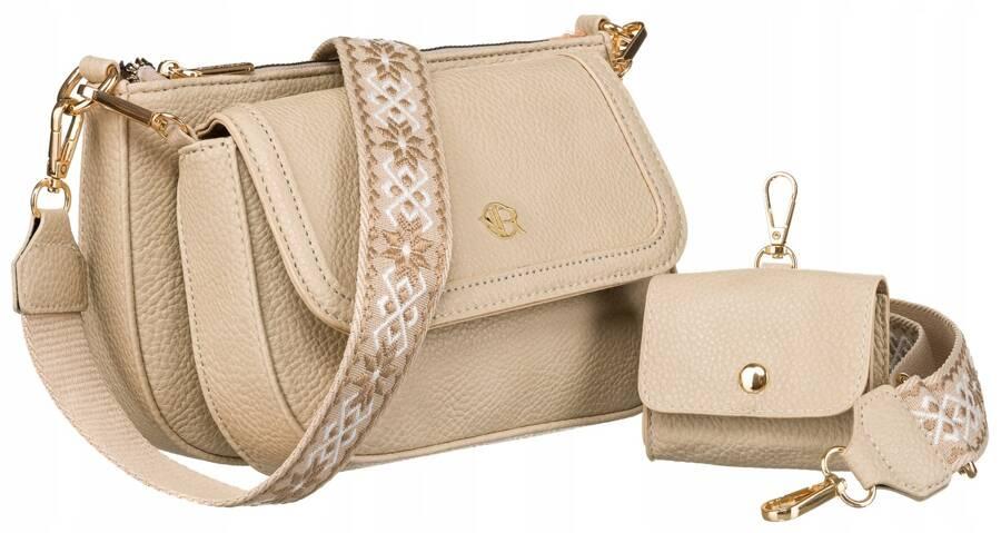 Women's double messenger bag with a coin purse made of eco-leather - Rovicky