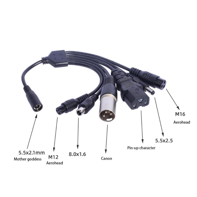 1 To 6 Electric Scooter Connectors Adapter 5.5x2.1mm Female To 8016 Male and 5.5x2.5mm for Stable Charging Cord