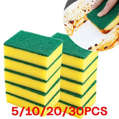5-30 ШТ. Высокоабсорбирующие двусторонние губчатые мочалки Кухонная губка для чистки ржавчины скребок Губка-скребок для домашнего использования Посуда Миска