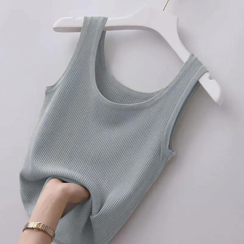 Threaded Camisole Women's Plus Size Solid Color Slim Outer Wear Sleeveless Bottoming Sweater Vest