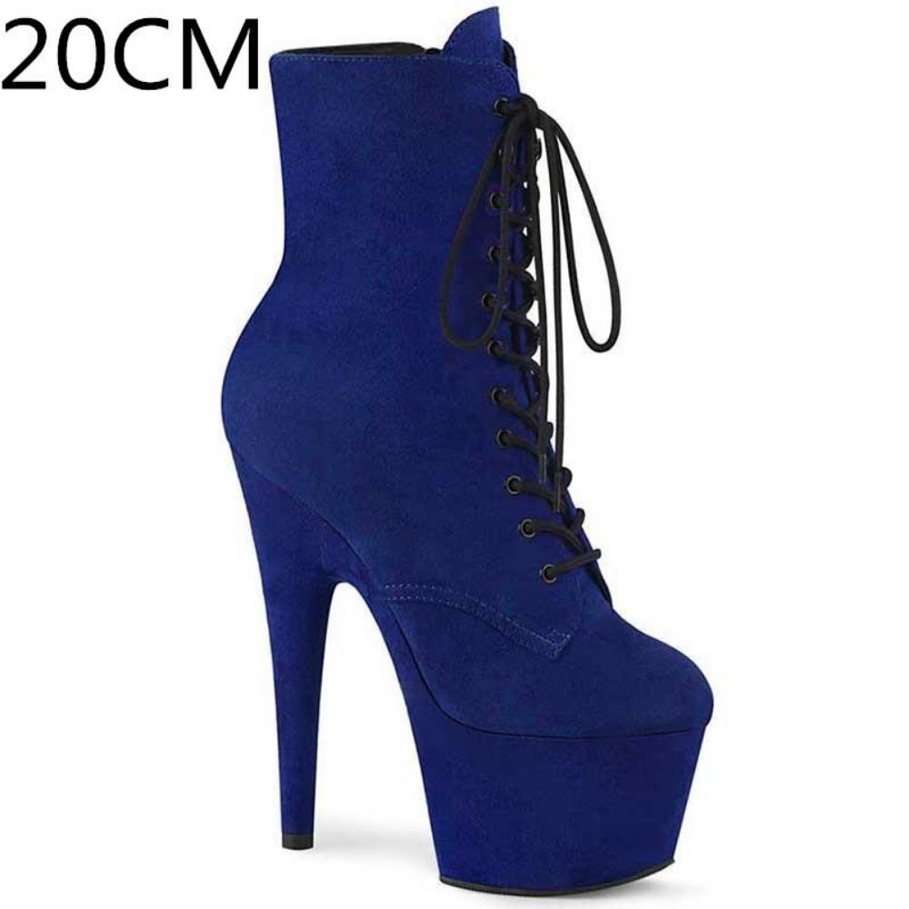 Сексуальные супервысокие сапоги 20 см, с круглым носком, на высоком каблуке для танцев на пилоне, модель ночного клуба, подиумная обувь на платформе, обувь для вечеринок, замшевая обувь для косплея