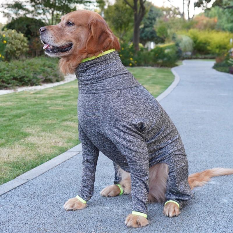 Large Dog Full Body Cover-Up Shedding Control Stretchy 4-Leg Pet Sweater Border Collie Golden Retriever