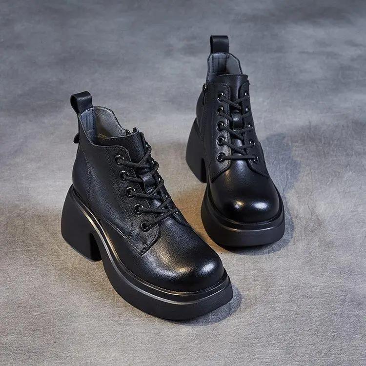 Модные Новые Челси для Женщин Лакированная Кожа Дикие Ботинки на Толстом Каблуке Женские Короткие Ботинки на Толстой Подошве на Высоком Каблуке Женские Ботинки 2025