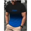Fashion Men's Gradient Colour Letter Printed T-Shirt Casual Short Sleeve Round Neck T Shirt Summer Outdoor Sports Tees Clothing
