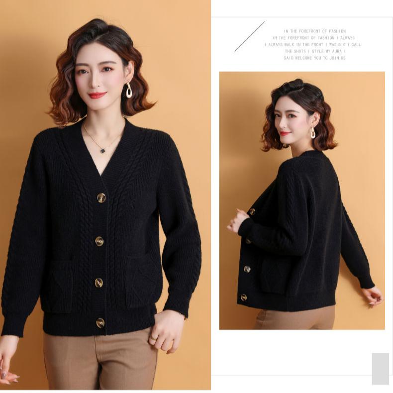 Женский вязаный кардиган, свитер, куртка, весна-осень, короткий однотонный трикотажный кардиган с V-образным вырезом