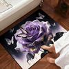3D Коврик для ванной комнаты с розой Реалистичный коврик Впитывающий Нескользящий Коврик для пола с розами и бабочками для прихожей кухни