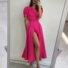 Summer Women's Dress Temperament Commuter High Waist Solid Colour Fashion Long Dresses