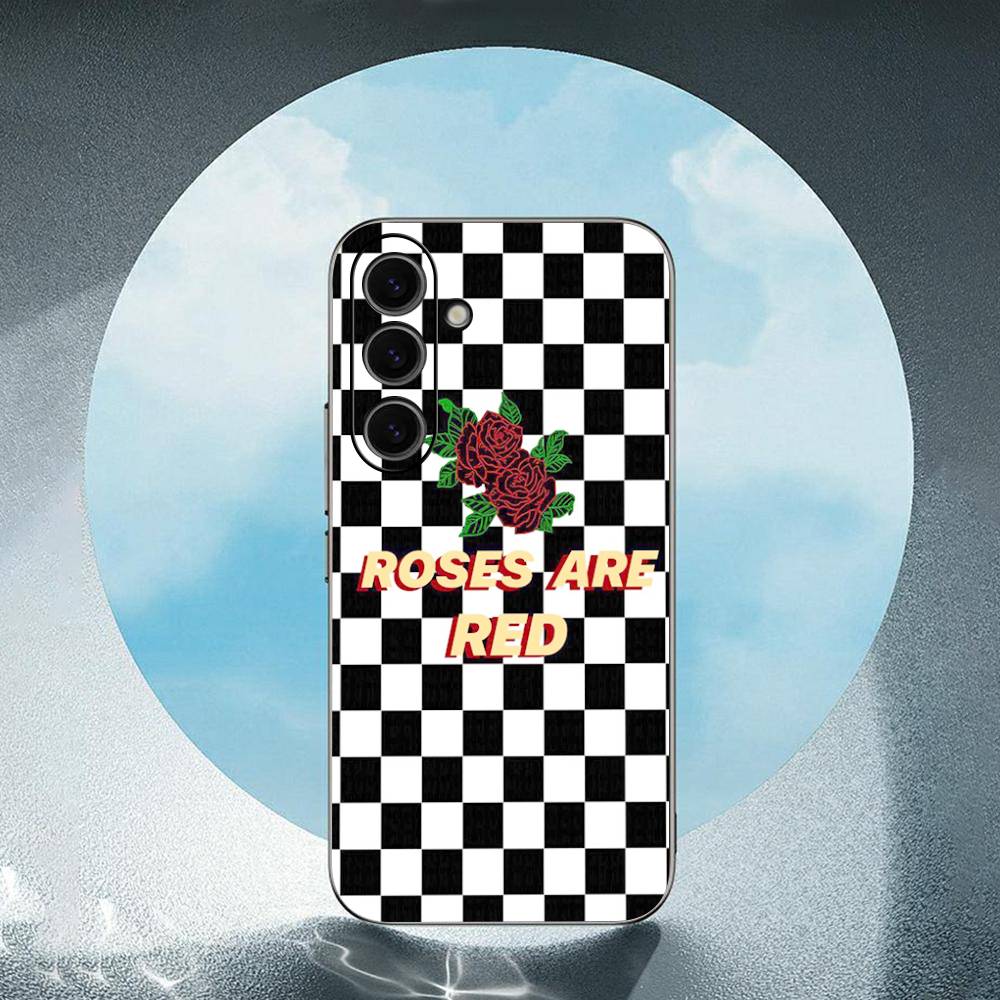 Checkerboard Checkered Luxury Black Phone Case For Samsung Galaxy S23 S24 S25 Ultra S22 Plus S21