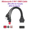 3 EN 1 Pour Yamaha 3 Broches 4 Broches Et Honda 6 Broches OBD2 16 Broches, Câble Adaptateur De Diagnostic Moto, Câble D'extension Moteur OBD 2