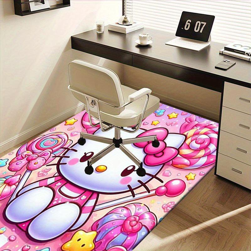 1 шт. Sanrio Hello Kitty Ковер для офиса с принтом русалки Прямоугольный коврик под стол, Идеальный декор для гостиной, спальни, кухни, Нескользящий пол