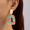 Acrylic Fashion Hollow Simple Geometric Earrings Oil Painting Small Flower Small Clear Fresh Air Creative Design Sense