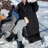 Зимняя длинная пуховая хлопковая куртка женская Manteau Femme Hiver 2023 свободная в стиле сафари толстые теплые парки с капюшоном женские пальто до колена