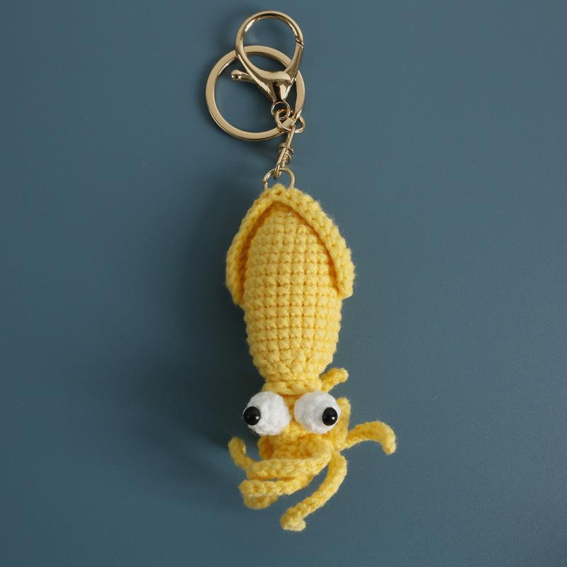 Funny Crocodile Design Crochet Keychain Handmaking Knitted Cartoon Crocodile Doll Keyrings Knitted Squid Cute Keyrings Wholesale
