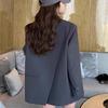 Women's Gray Petite Korean-Style Suit Jacket - Spring/Autumn 2025 Casual High-End Design