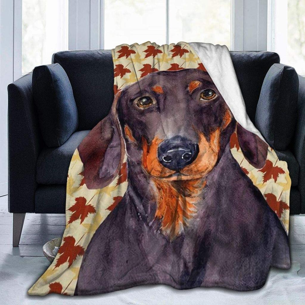 Dachshund cartoon animation digitalprinted polyester Bedroom velvet flannel cover blanket Fleece soft cover blankets for beds