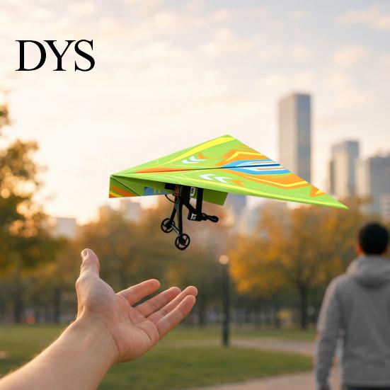 Easy to Fly Aircraft Toy Remote Control Paper Airplane Kit, with Gyro Stabilizer, Dual Propellers, DIY Electric RC Plane Stabilizer Set, Educational