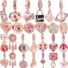 S925 Sterling Silver Flower Feather Shine Star Cat Love Heart Hollow Rose Gold Beads Fit Original Charms Bracelet Jewelry