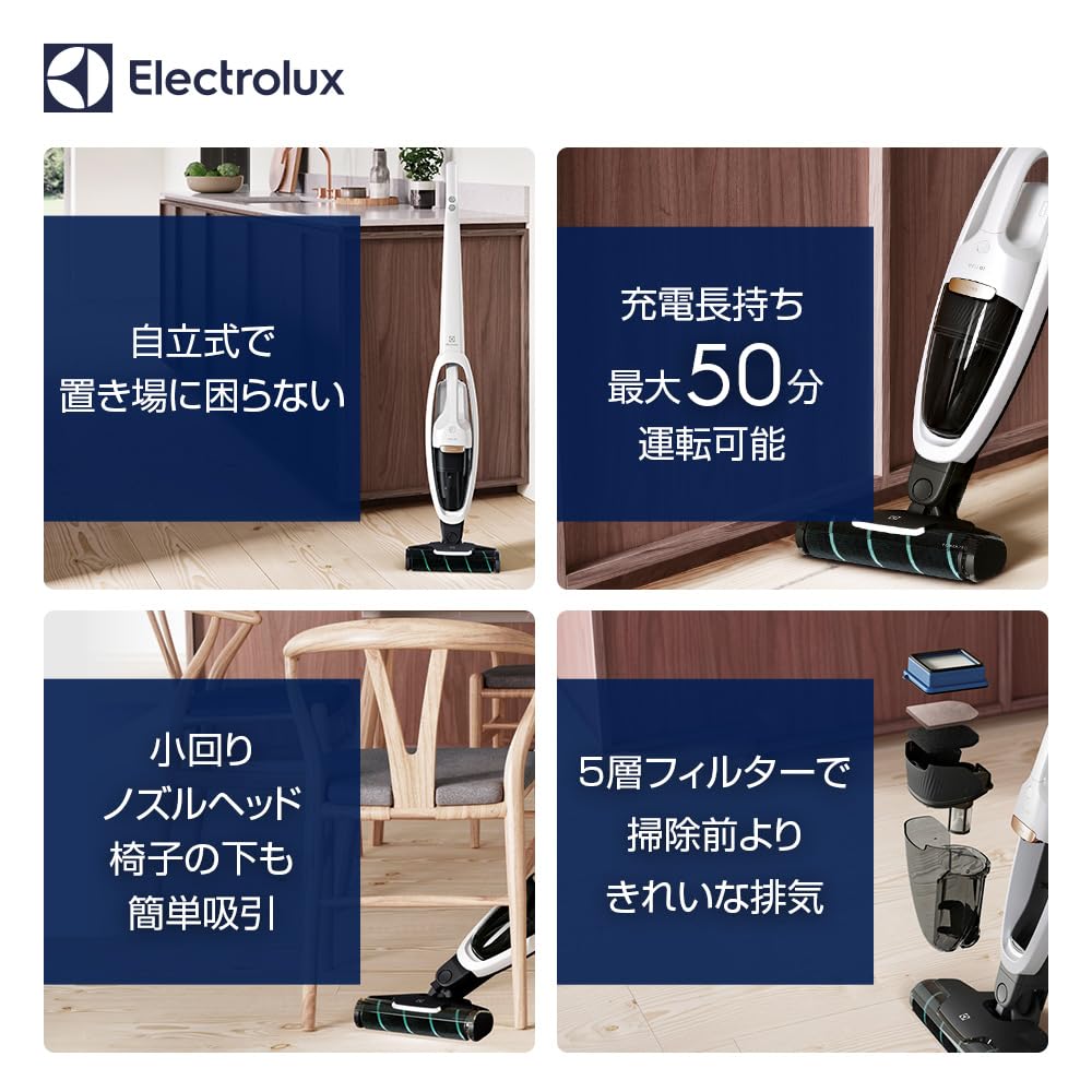 Electrolux Well Q7 Cordless Cleaner with Dust Removal Rate Charging Time Approximately Hours Equipped with Handy Cleaner Satin White Filter for Clean