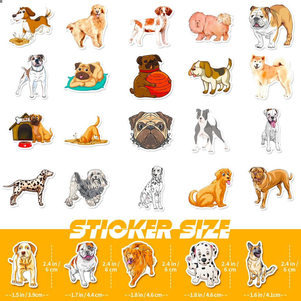 50 Dog Stickers Animal Golden Retriever Spotted Dog Graffiti Sticker Pet Dog Fun Decoration
