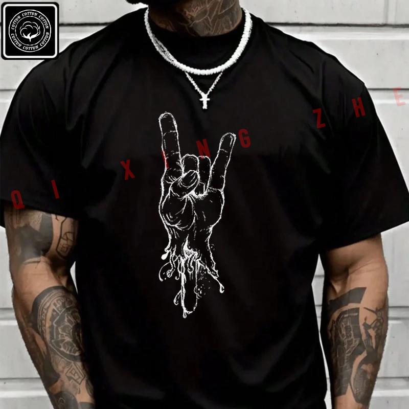 2026 Men T Shirt Minimal Rock Design Motorcycle T-Shirt Men‘s Summer Short Sleeve Tops Tee